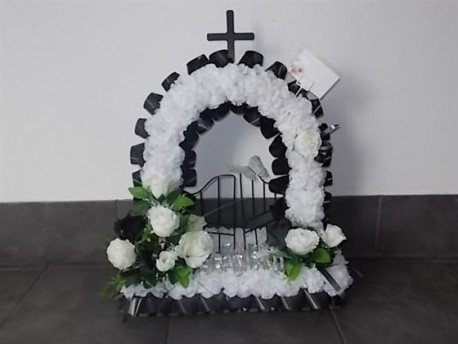 Black and white artificial flower gates of heaven