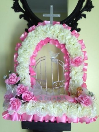 Pink artificial flower gates of heaven