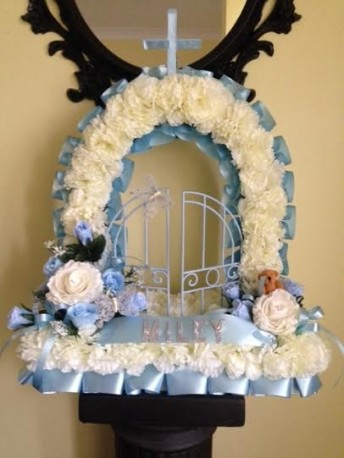 Blue artificial flower gates of heaven