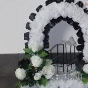 Black and white artificial flower gates of heaven