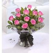 12 beautiful pink roses