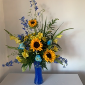Glass sunflower vase